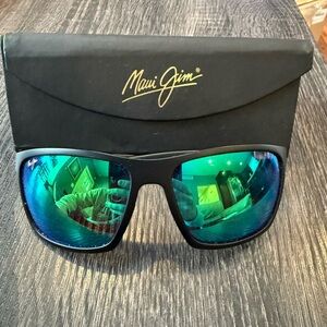 Maui Jim Sunglasses with Black Frame and Reflective Blue/Green Lenses